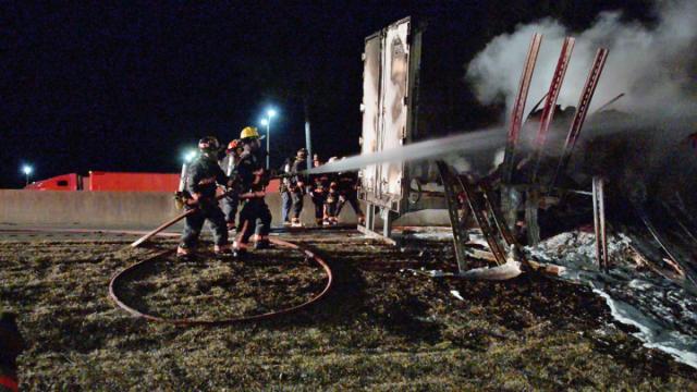 Fire rips through tractor-trailer in Selma