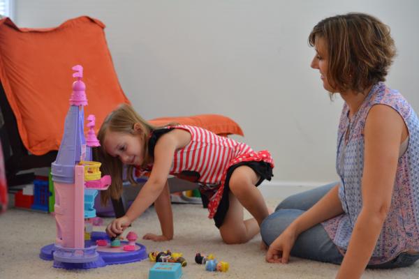 Rebecca Lynn Waite, 3½, plays with her mother, Heather Waite, in their Raleigh home.