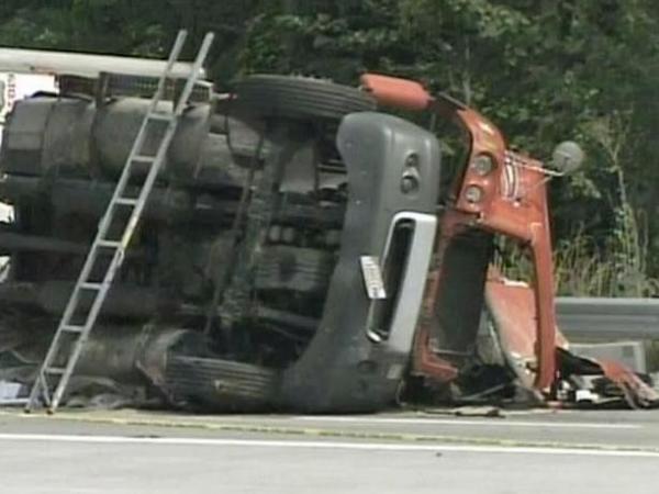 Tractor-Trailer Carrying Paper Products Overturns on I-85