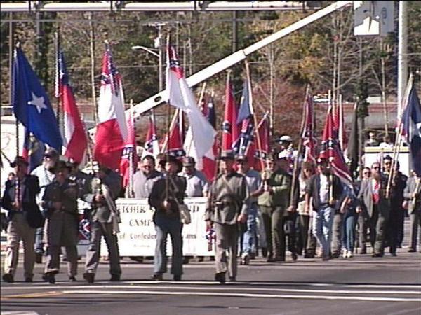 The Sons of Confederate Veterans marched in Fayetteville's Veterans Day parade.(WRAL-TV5 News)