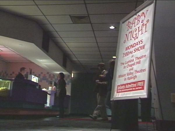 Two Triangle theaters are offering "Baby Night" on Mondays for all 7 p.m. shows.(WRAL-TV5 News)