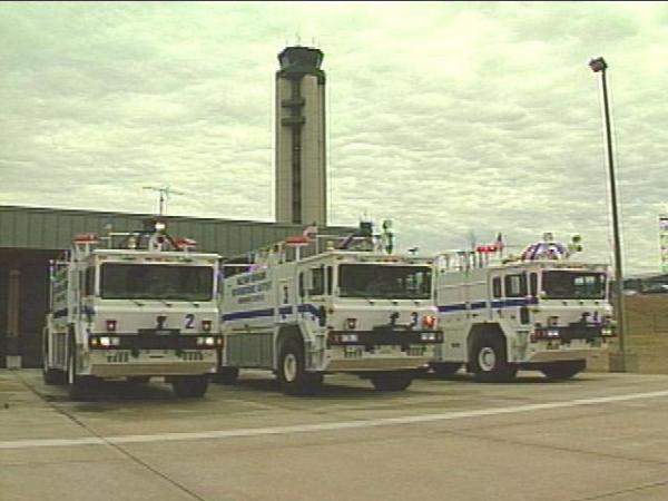 Raleigh-Durham International has a new fleet of firetrucks that should serve the airport well into the new century.(WRAL-TV5 News)