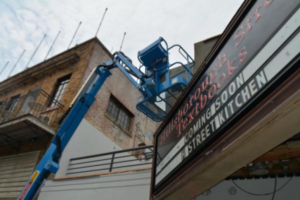 The marquee was not properly anchored to the building (James Borden/Raleigh Public Record)