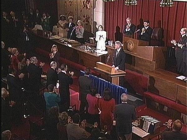 President Clinton addressing a joint assembly of North Carolina legislators.