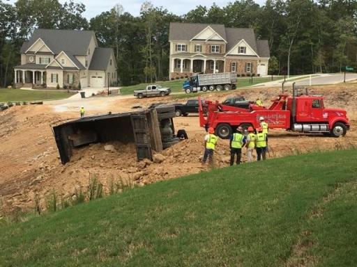  On Oct. 6, workers in the subdivision accidentally caused a dump truck to overturn, one neighbor said. 
