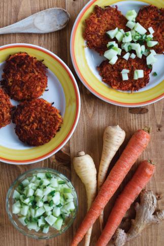 Carrot Latkes with Ginger and Spicy Apple Salsa (James Stefiuk)