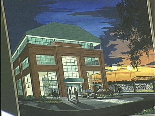 Drawing of the new building to go up beside the Durham Bulls Athletic Park