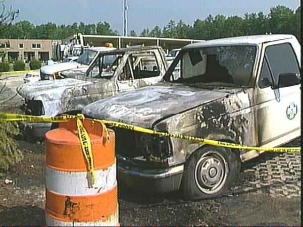 Several new trucks were nothing but ashes following the fire