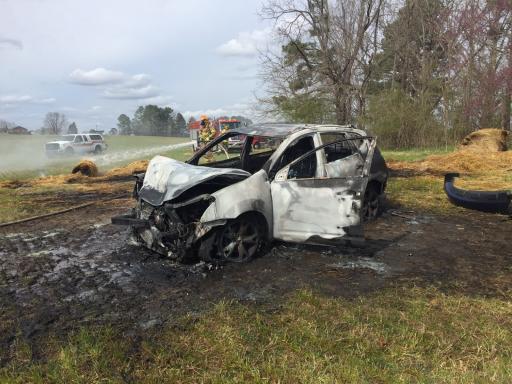 A police chase ended in a fiery crash along Interstate 95 in Nash County on Tuesday.