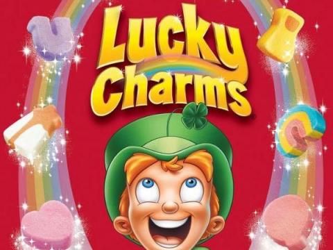 Lucky Charms cereal box (General Mills)