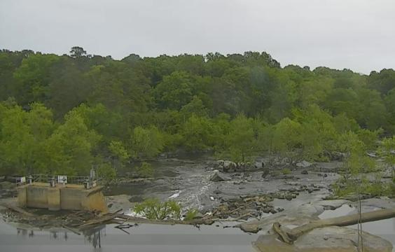 An image of the Tar River from April 19, one week before heavy rain caused it to rise. 