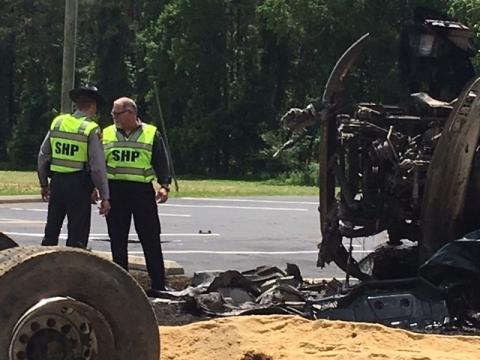 A fiery crash involving a fuel tanker Monday morning left one person dead, according to the North Carolina Highway Patrol.