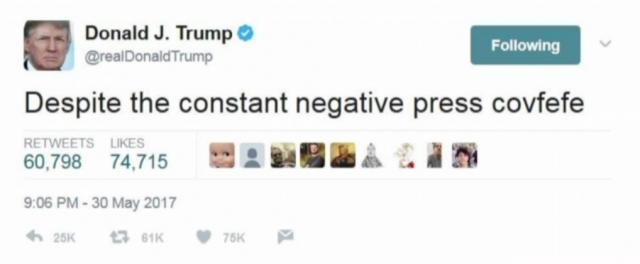 President Donald Trump on Wednesday sent a tweet using the word, "covfefe."