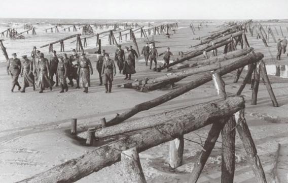 Obstacles like this were submerged during high tide along Rommel's "Atlantic Wall" 