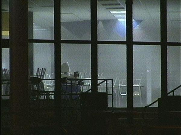 Heavy smoke and soot filled the school during firefighting efforts.