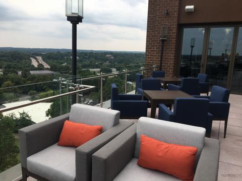 The view from 10th and Terrace at Residence Inn in downtown Raleigh. The rooftop bar is the city's tallest. 