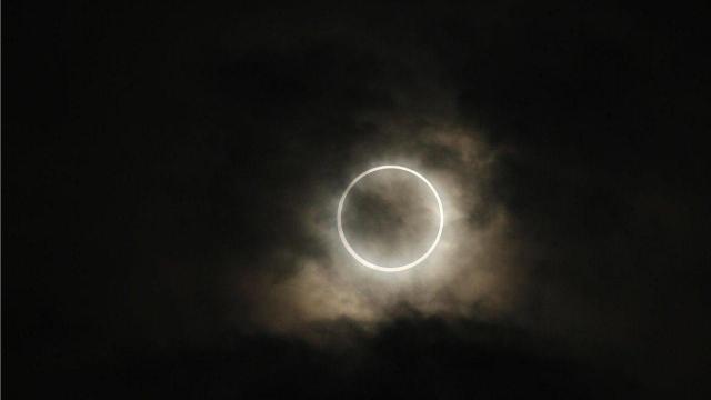 Rare Annular Solar Eclipse viewable from Tokyo on Monday morning, May 21, 2012. The eclipse looks like a ring of fire.