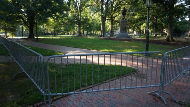 Barrier placed around UNC 'Silent Sam' statue