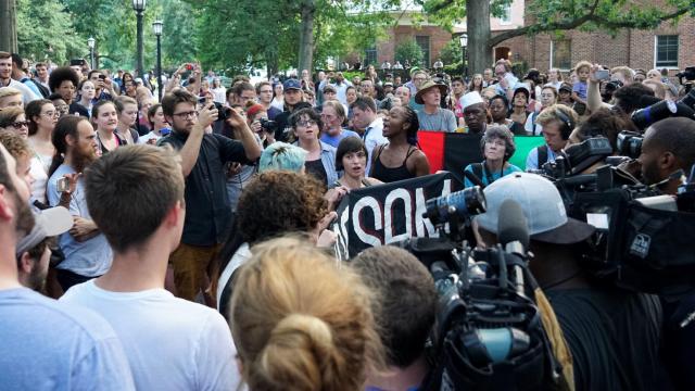 UNC student arrested after hundreds protest at UNC-Chapel Hill Silent Sam monument