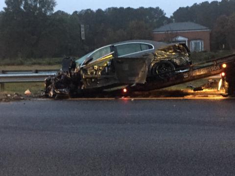 A man bailed out of his vehicle early Thursday morning on Interstate 95 in Johnston County to avoid being hit by a second tractor-trailer.