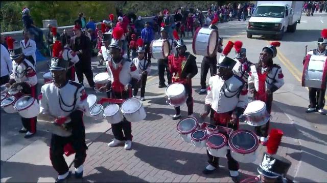 Helping Hand Mission band busts a move at Raleigh Christmas Parade
