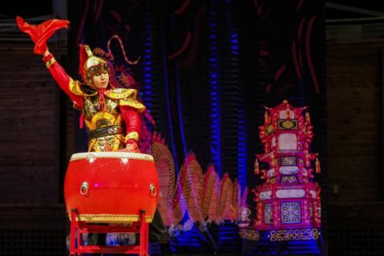 Drummer performs during the Chinese Lantern Festival