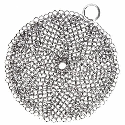 Laukingdom Stainless Steel Scrubber for Cast Iron Pans 