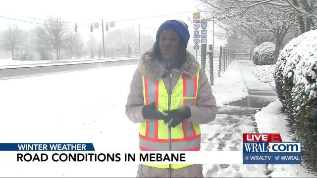 Hours of snow piled up on Mebane roads