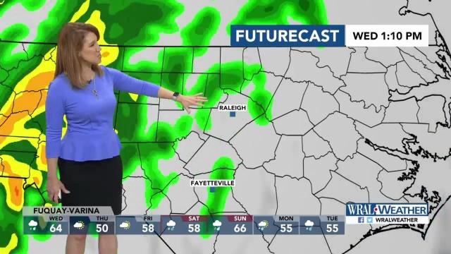 Rain moves in to central North Carolina Wednesday
