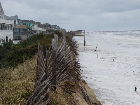 Photos and video from the Outer Banks community of Avon show flooded swimming pools and waves reaching the porches of beach homes.