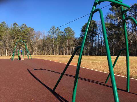 You'll find that at the fantastic playground Forest Ridge Park in Raleigh. The newish city park also includes a really easy trail near Falls Lake that's perfect for young children and families.