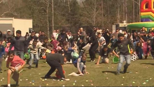 Helicopter drops 15,000 Easter eggs on Raleigh field 