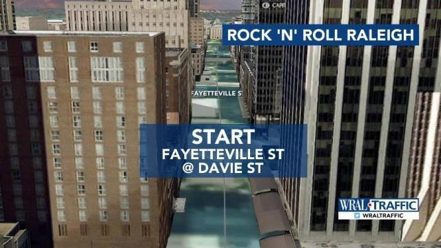 Roads closed: Rock 'n' Roll Raleigh half-marathon route