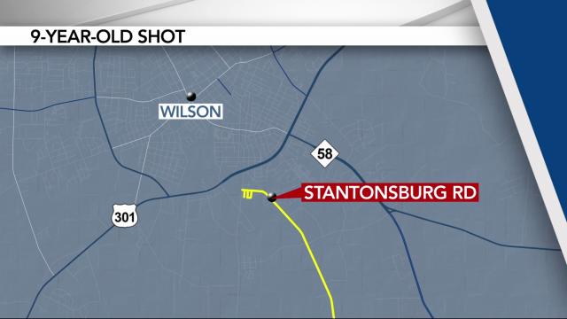 A map of where a 9-year-old boy in Wilson was shot in the face.