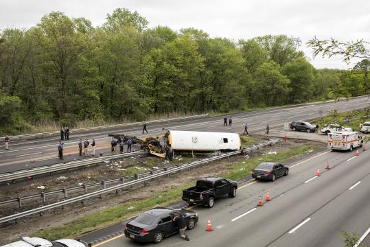2 Die as School Bus Overturns on New Jersey Highway