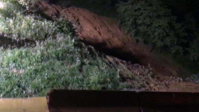 Raw: Dangerous mudslide forms in NC mountains