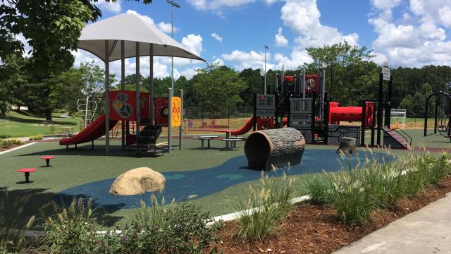 Take the Kids - Play: Apex's train-themed playground at Salem Pond Park is open