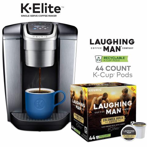 Keurig K-Elite Coffee Maker and Laughing Man K-Cup Pods