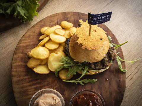 The "Presidential Burger" at the Rondo restaurant in Sevnica, Slovenia, May 24, 2018. There are few products that the enterprising burghers of Sevnica, a small, rural Slovenian town where Melania Trump spent her formative years, have not sought to brand in honor of the first lady of the United States. (Laura Boushnak/The New York Times)