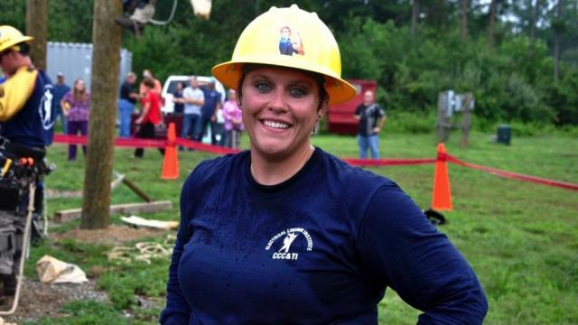 Jenny Little, a student of Caldwell’s Electrical Lineman Program. (North Carolina Community College System)