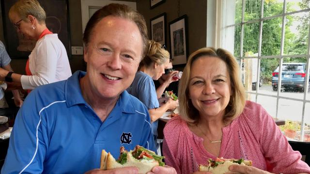 Bill and his wife, Cindy, eating at Merritt's