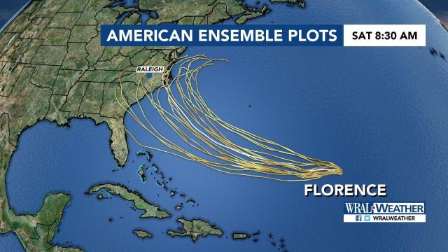 The path of Tropical Storm Florence is still unsettled.