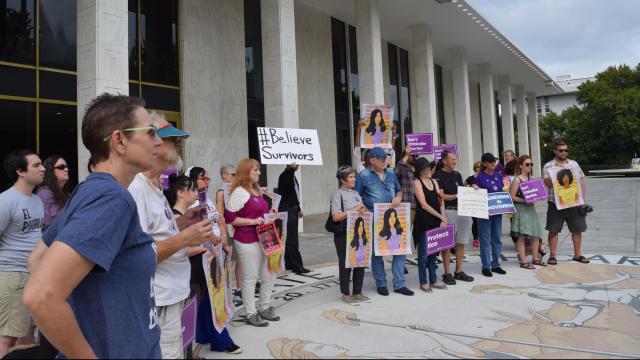 Protesters against Kavanaugh confirmation gather in Raleigh
