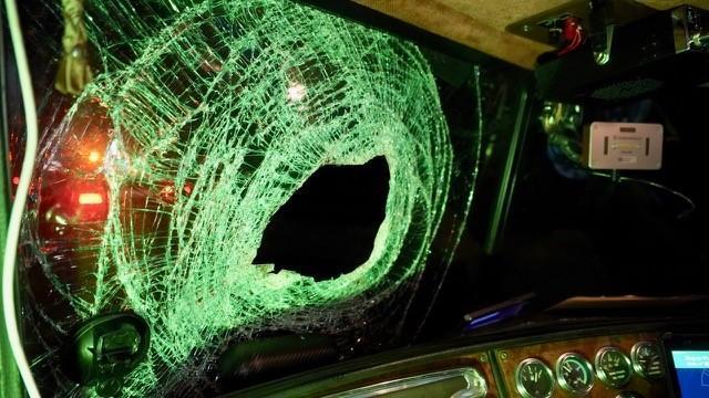 Steel part breaks windshield, strikes truck driver near Selma