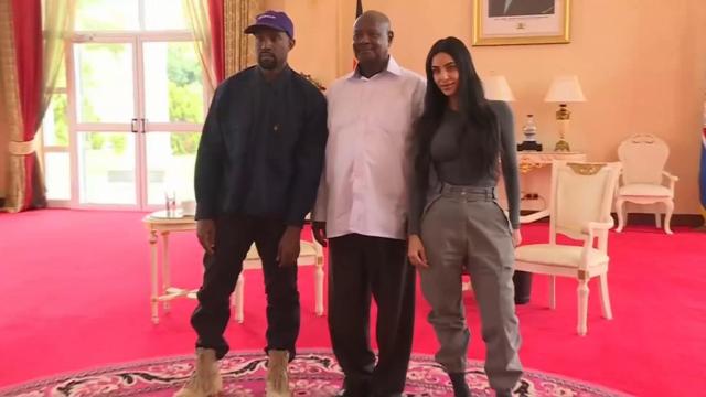 Kanye West and Kim Kardashian meet with Ugandan president