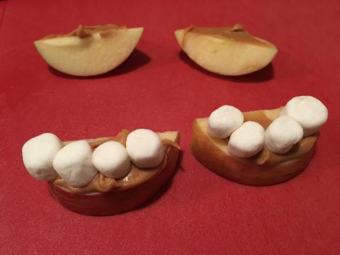 Apple peanut butter teeth