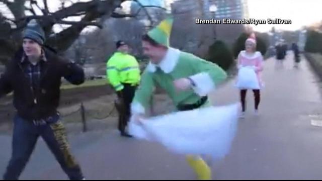Boston elf initiates public pillow fights