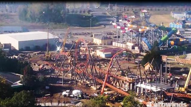 Timelapse: Carowinds' Copperhead Coaster construction completed