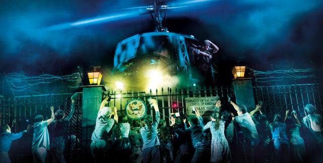 The helicopter lands in "The Nightmare" in "Miss Saigon." (Photo by Matthew Murphy)
