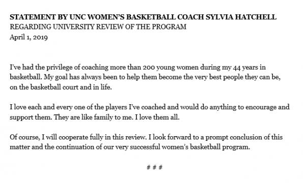 UNC suspends women's basketball staff, begins review of program